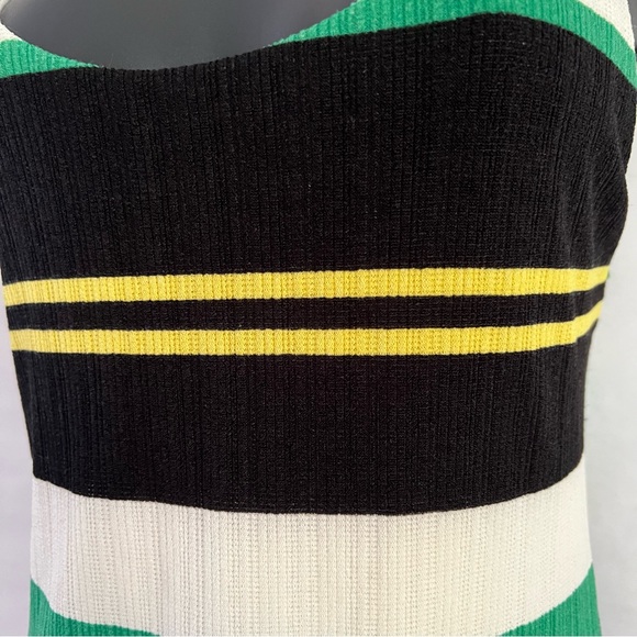 NWOT | Yellow White Green and Black Striped Mini Dress | Open Back | Large - Picture 4 of 4
